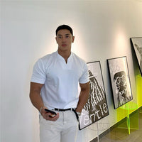 Thumbnail for 2020 New Arrived V Neck Short Sleeve Men T Shirt Slim Fit T-shirt Men