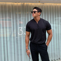 Thumbnail for 2020 New Arrived V Neck Short Sleeve Men T Shirt Slim Fit T-shirt Men