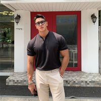 Thumbnail for 2020 New Arrived V Neck Short Sleeve Men T Shirt Slim Fit T-shirt Men