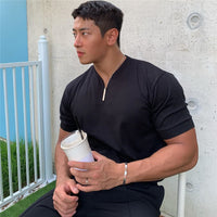 Thumbnail for 2020 New Arrived V Neck Short Sleeve Men T Shirt Slim Fit T-shirt Men