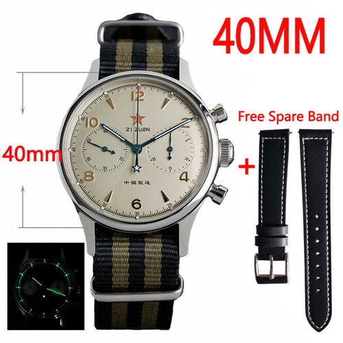 40mm China Aviation Chronograph Seagull Movement 1963 Mechanical Watch