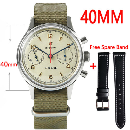 40mm China Aviation Chronograph Seagull Movement 1963 Mechanical Watch