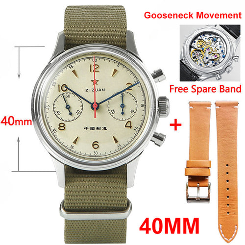 40mm China Aviation Chronograph Seagull Movement 1963 Mechanical Watch