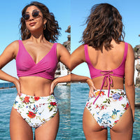 Thumbnail for Yellow And Lemon Print Mid-waist Bikini