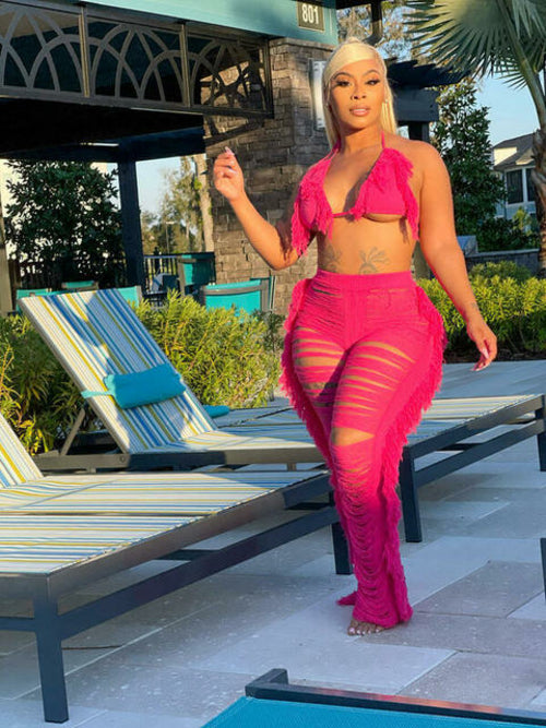 Women Halter back Knitted Set Two Pieces Set