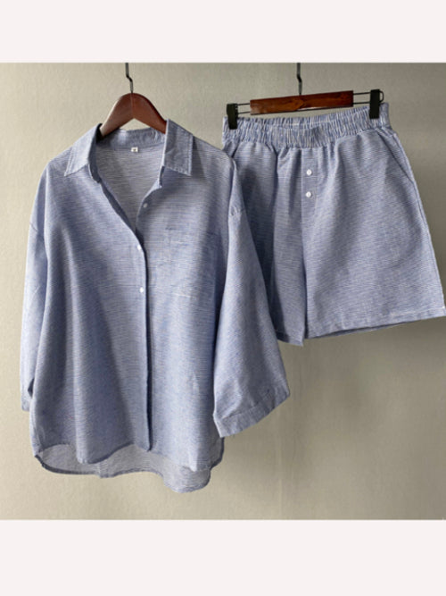 Two Piece Set Women Cotton Shorts Sets
