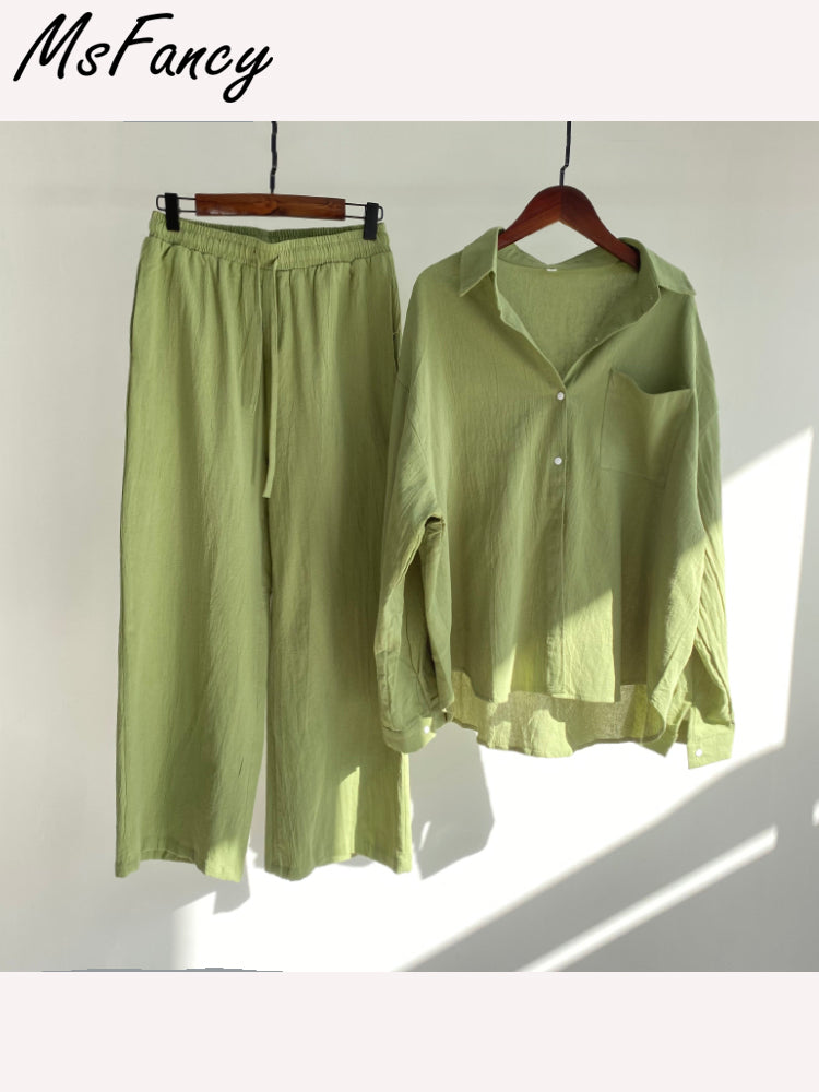 Two Piece Set Women Cotton Shorts Sets