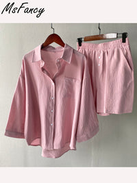 Thumbnail for Two Piece Set Women Cotton Shorts Sets