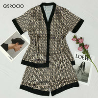 Thumbnail for Luxury Fashion Cross Letters Print Short