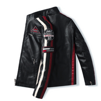 Thumbnail for Mens Biker Vegan Leather Jacket With Badges