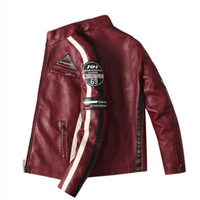 Thumbnail for Mens Biker Vegan Leather Jacket With Badges
