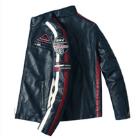 Thumbnail for Mens Biker Vegan Leather Jacket With Badges