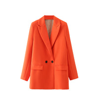 Thumbnail for Women Khaki Blazer Coat Vintage Notched Collar