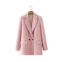 Thumbnail for Women Khaki Blazer Coat Vintage Notched Collar