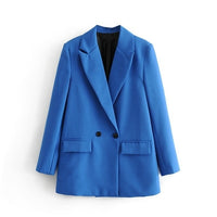 Thumbnail for Women Khaki Blazer Coat Vintage Notched Collar
