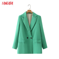 Thumbnail for Women Khaki Blazer Coat Vintage Notched Collar