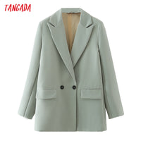 Thumbnail for Women Khaki Blazer Coat Vintage Notched Collar