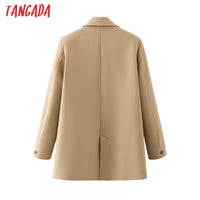 Thumbnail for Women Khaki Blazer Coat Vintage Notched Collar