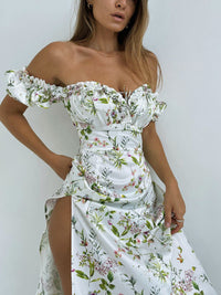 Thumbnail for WannaThis Summer Floral Off Shoulder Puff Sleeve Maxi Dress For Woman