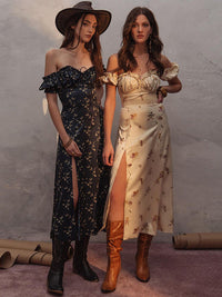 Thumbnail for WannaThis Summer Floral Off Shoulder Puff Sleeve Maxi Dress For Woman