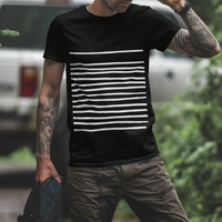 Thumbnail for Mens T-Shirt with Lines in Black