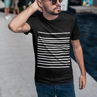 Thumbnail for Mens T-Shirt with Lines in Black