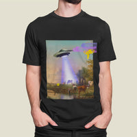 Thumbnail for UFO Abducting Cow Jersey Short Sleeve Tee