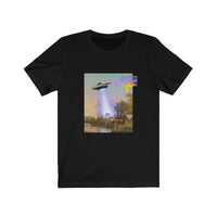 Thumbnail for UFO Abducting Cow Jersey Short Sleeve Tee
