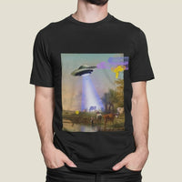 Thumbnail for UFO Abducting Cow Jersey Short Sleeve Tee