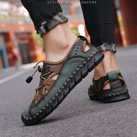 Thumbnail for New Summer Breathable Men Sandals Fashion Roman Sandals Handmade Mesh Men Casual Shoes Platform Outdoor Men's Beach Sandals