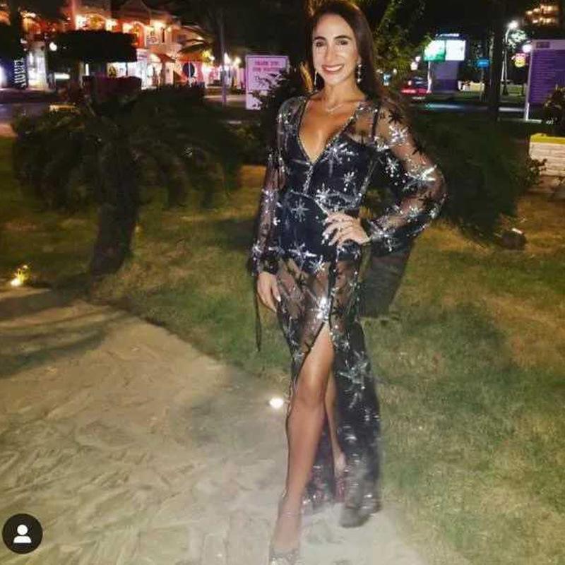  Women Hollow Out Deep V Neck Sexy Dresses