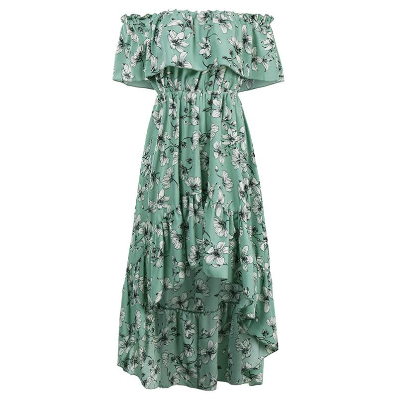 Women's Off Shoulder Summer Casual Print Long Dress