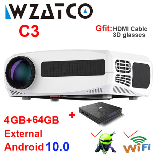 WZATCO C3 LED Projector Android 10.0 WIFI Full HD 1080P