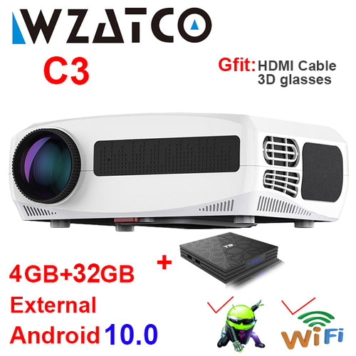 WZATCO C3 LED Projector Android 10.0 WIFI Full HD 1080P