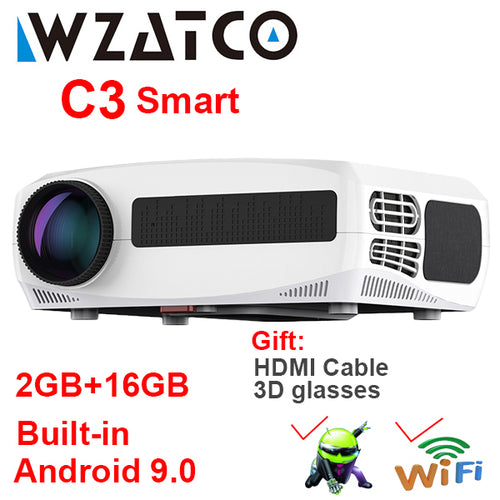 WZATCO C3 LED Projector Android 10.0 WIFI Full HD 1080P