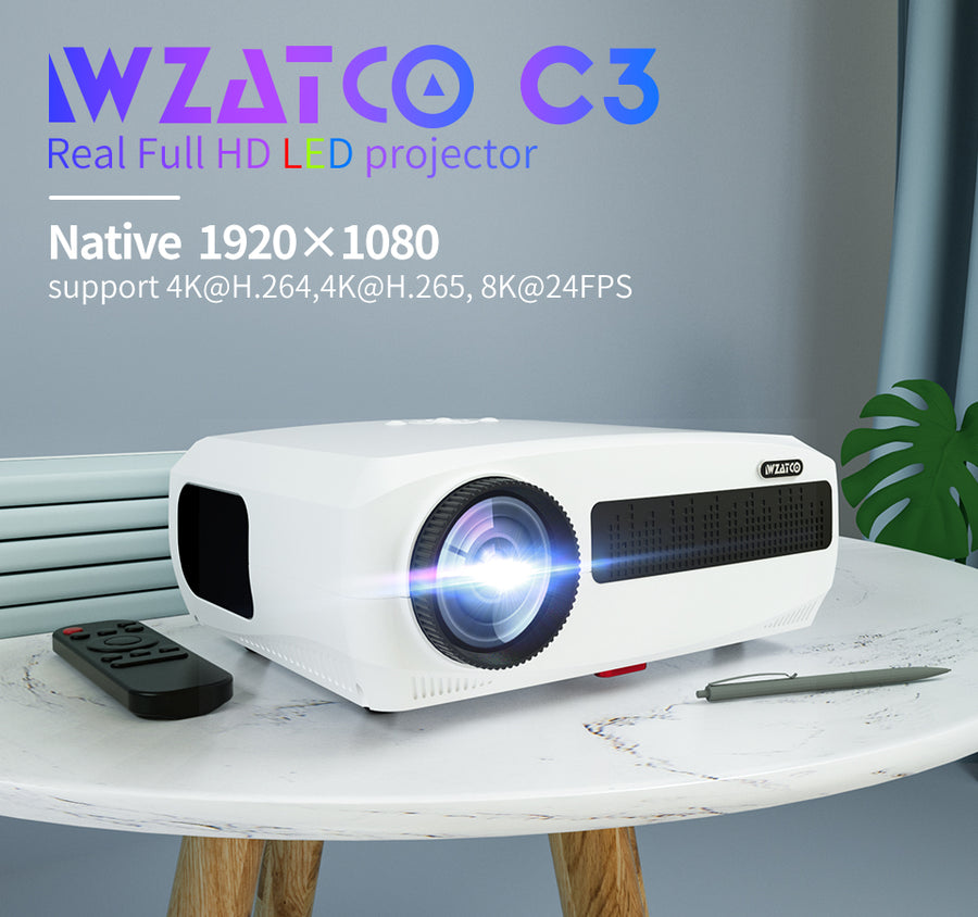 WZATCO C3 LED Projector Android 10.0 WIFI Full HD 1080P