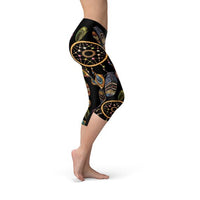 Thumbnail for Womens Dreamcatcher Capri Leggings